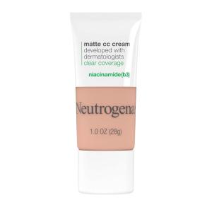 imageNeutrogena Clear Coverage Flawless Matte CC Cream FullCoverage Color Correcting Cream Face Makeup with Niacinamide b3 Hypoallergenic Oil Free ampamp Fragrance Free Shell 1 oz25 Cool Beige
