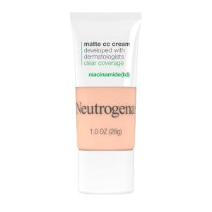 imageNeutrogena Clear Coverage Flawless Matte CC Cream FullCoverage Color Correcting Cream Face Makeup with Niacinamide b3 Hypoallergenic Oil Free ampamp Fragrance Free Shell 1 oz10 Shell