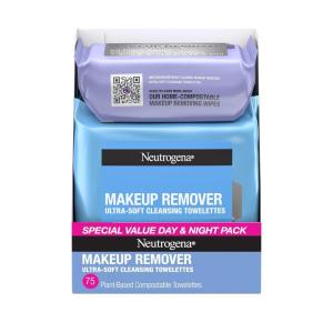 imageNeutrogena Day ampamp Night Facial Cleansing Wipes Makeup Remover Face Cleansing Towelettes ampamp Night Calming Facial Cloths 100 Plant Based Fibers Wipe Away Dirt ampamp Oil 3 Packs of 25