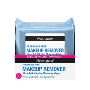 imageNeutrogena FragranceFree Makeup Remover Wipes Daily Facial Cleanser Towelettes Gently Removes Oil ampamp Makeup AlcoholFree Makeup Wipes Twin Pack 2 x 25 ct