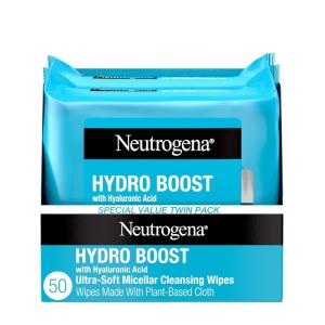 imageNeutrogena Hydro Boost UltraSoft Micellar Cleansing Wipes with Hyaluronic Acid Hydrating Makeup Remover Wipes Remove Dirt ampamp Waterproof Makeup Hypoallergenic PlantBased Cloth 2 x 25 ct