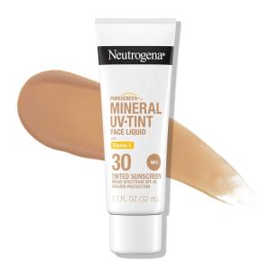 imageNeutrogena Purescreen Tinted Sunscreen for Face with SPF 30 Broad Spectrum Mineral Sunscreen with Zinc Oxide and Vitamin E Water Resistant Fragrance Free Medium 11 fl ozTinted Sunscreen