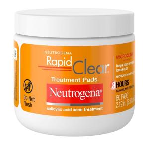imageNeutrogena Rapid Clear Maximum Strength Acne Face Pads for Acne Prone Skin Salicylic Acid Treatment to Help Fight Breakouts OilFree Facial Cleansing Pads with 2 Salicylic Acid Treatment 60 Count60 Count Pack of 1
