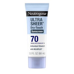 imageNeutrogena Ultra Sheer DryTouch Sunscreen Lotion SPF 70 Broad Spectrum Water Resistant 80 Min OilFree OxybenzoneFree NonComedogenic Matte Finish Body Sunscreen Travel Size 3 Fl OzSPF 70
