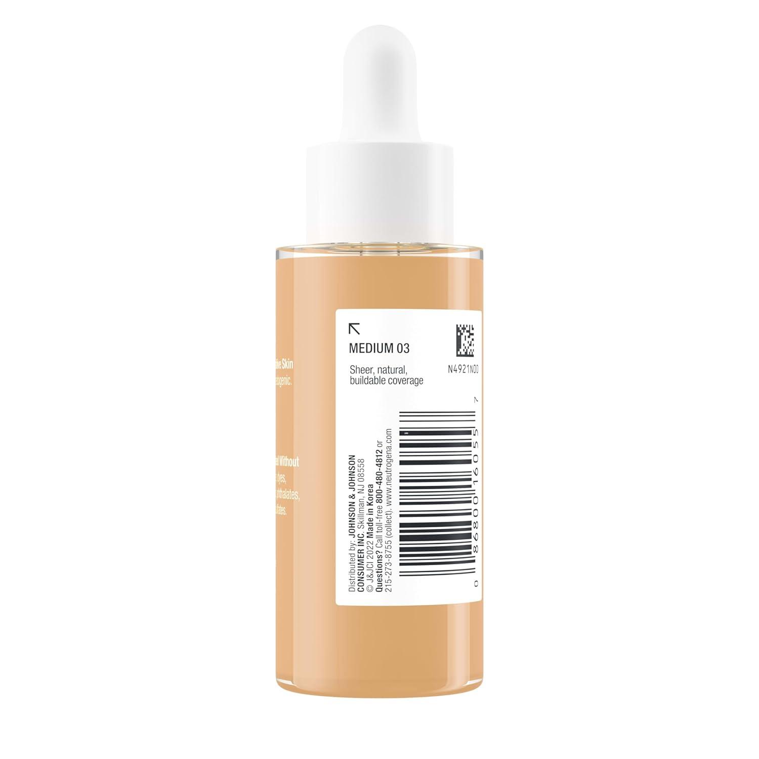 imageNeutrogena Healthy Skin Sensitive Skin Serum Foundation with ProVitamin B5 Color Correcting ampamp Pore Minimizing Liquid Foundation ampamp Face Serum Buildable Coverage Medium 03 1 oz303 Medium