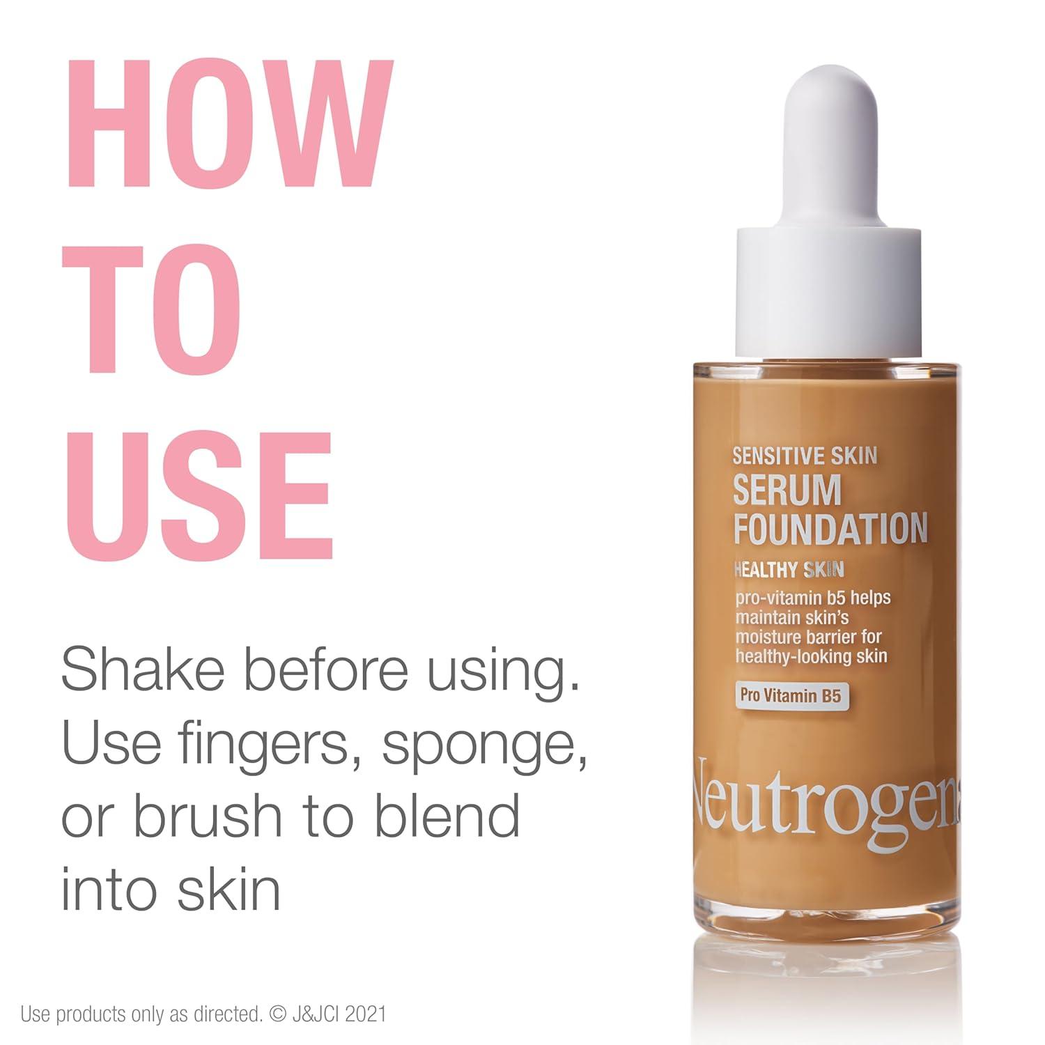 imageNeutrogena Healthy Skin Sensitive Skin Serum Foundation with ProVitamin B5 Color Correcting ampamp Pore Minimizing Liquid Foundation ampamp Face Serum Buildable Coverage Medium 03 1 oz401 MediumDeep