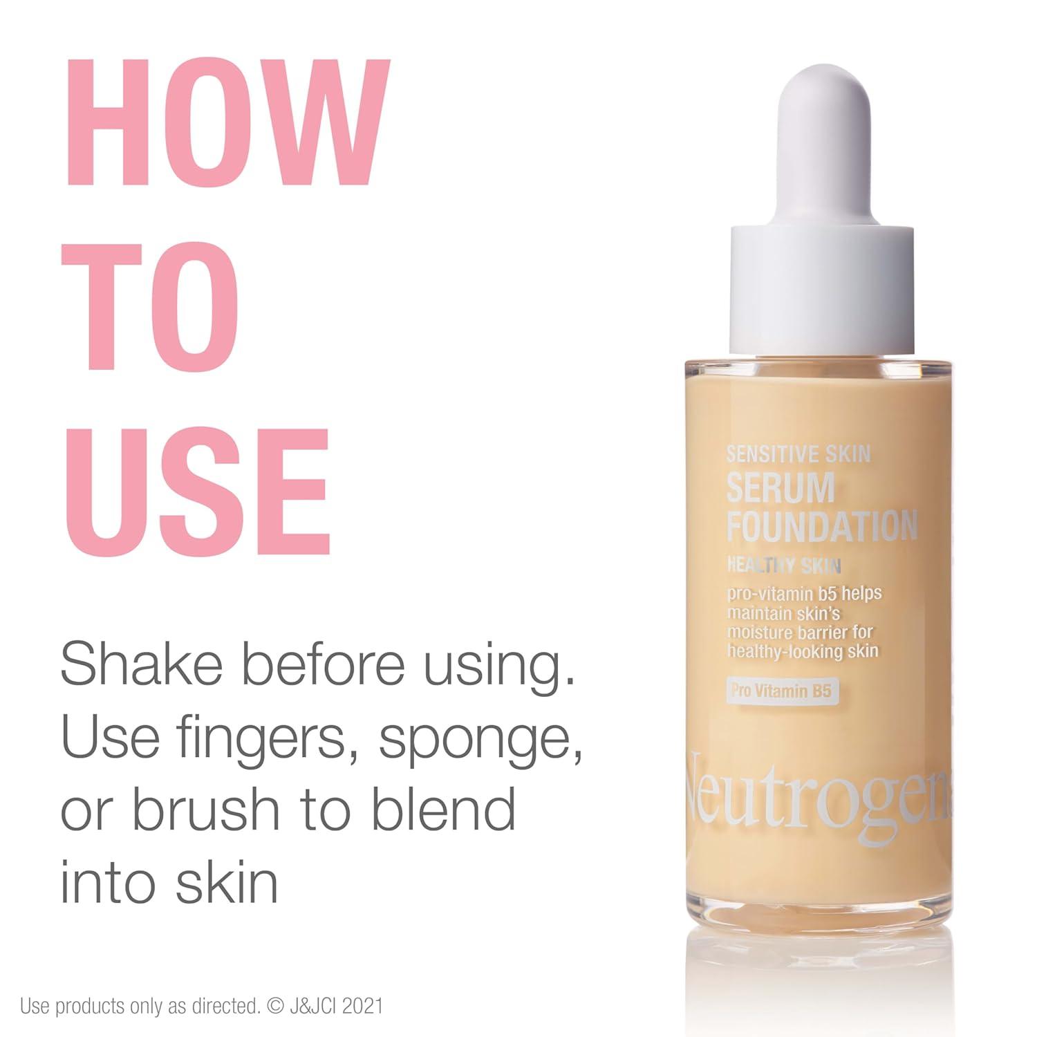 imageNeutrogena Healthy Skin Sensitive Skin Serum Foundation with ProVitamin B5 Color Correcting ampamp Pore Minimizing Liquid Foundation ampamp Face Serum Buildable Coverage Medium 03 1 oz101 Light
