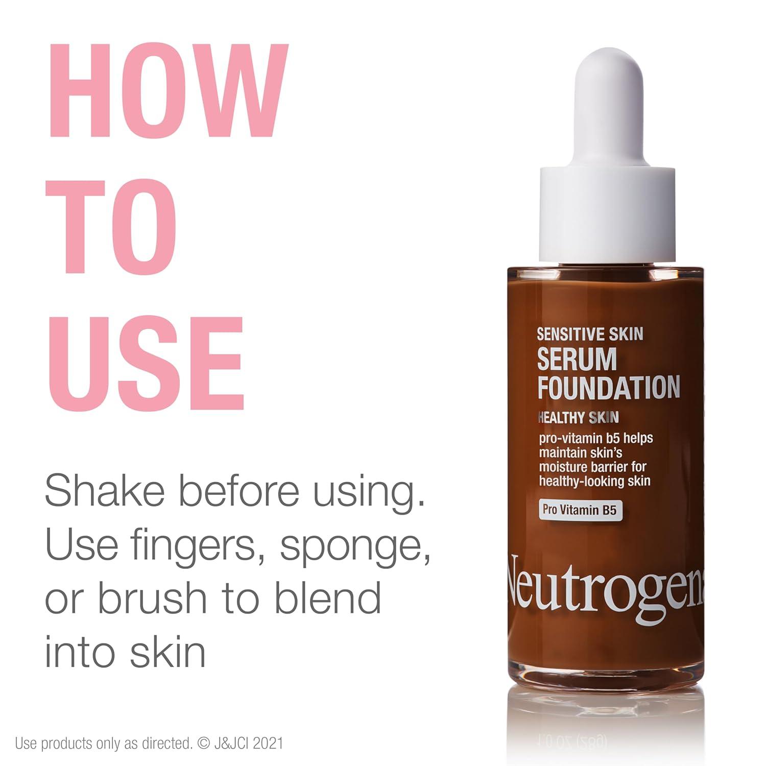 imageNeutrogena Healthy Skin Sensitive Skin Serum Foundation with ProVitamin B5 Color Correcting ampamp Pore Minimizing Liquid Foundation ampamp Face Serum Buildable Coverage Medium 03 1 oz503 Deep