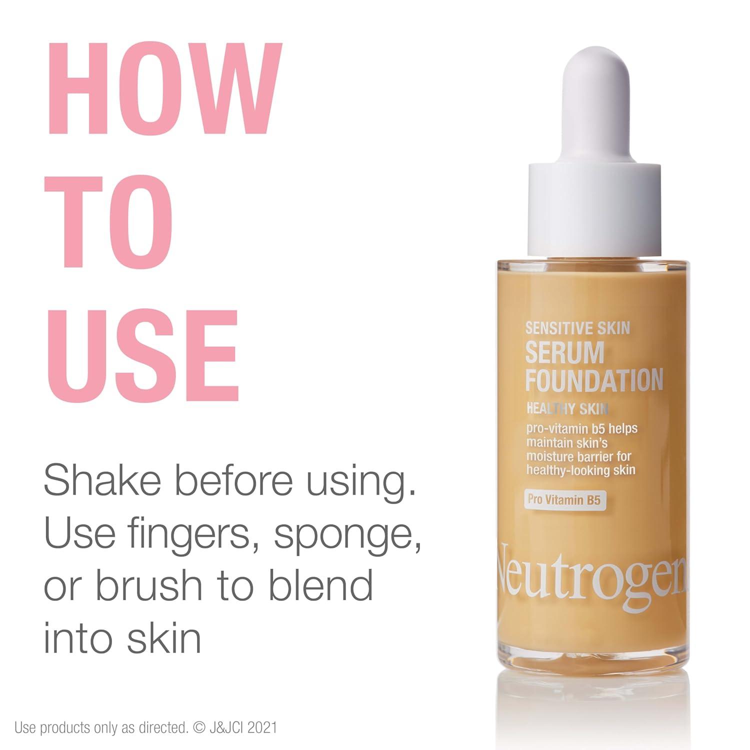 imageNeutrogena Healthy Skin Sensitive Skin Serum Foundation with ProVitamin B5 Color Correcting ampamp Pore Minimizing Liquid Foundation ampamp Face Serum Buildable Coverage Medium 03 1 oz303 Medium