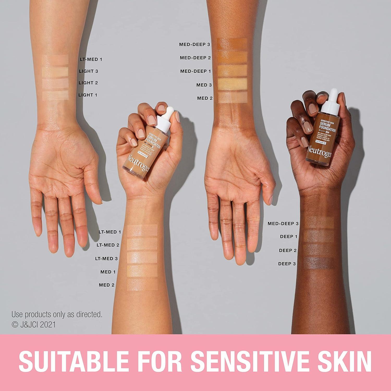 imageNeutrogena Healthy Skin Sensitive Skin Serum Foundation with ProVitamin B5 Color Correcting ampamp Pore Minimizing Liquid Foundation ampamp Face Serum Buildable Coverage Medium 03 1 oz101 Light