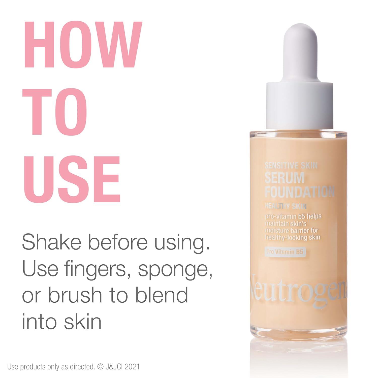 imageNeutrogena Healthy Skin Sensitive Skin Serum Foundation with ProVitamin B5 Color Correcting ampamp Pore Minimizing Liquid Foundation ampamp Face Serum Buildable Coverage Medium 03 1 oz102 Light