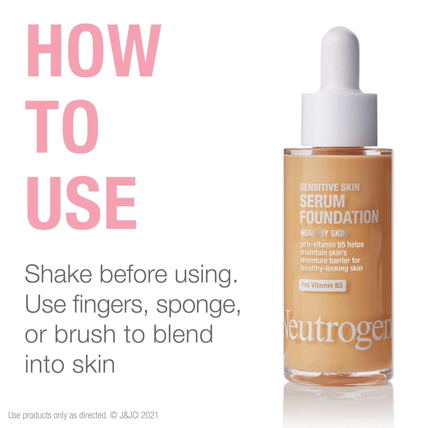 imageNeutrogena Healthy Skin Sensitive Skin Serum Foundation with ProVitamin B5 Color Correcting ampamp Pore Minimizing Liquid Foundation ampamp Face Serum Buildable Coverage Medium 03 1 oz302 Medium