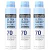 imageNeutrogena Ultra Sheer Body Mist Sunscreen Spray Broad Spectrum SPF 70 Lightweight Spray Sunscreen NonGreasy ampamp Water Resistant OilFree ampamp NonComedogenic UVAUVB 5 oz Pack of 35 Ounce Pack of 3