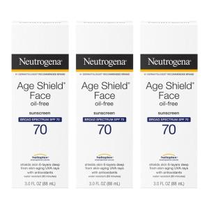 imageNeutrogena Age Shield Face OilFree Sunscreen Lotion with Broad Spectrum SPF 70 NonComedogenic Moisturizing Sunscreen to Help Prevent Signs of Aging PABAFree 3 fl oz Pack of 3