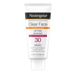 imageNeutrogena Clear Face Sunscreen Lotion for AcneProne Skin Broad Spectrum SPF 30 Facial Sunscreen for Oily Skin Fragrance ampamp OxybenzoneFree Water Resistant 3 fl ozSPF 30