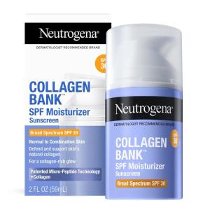 imageNeutrogena Collagen Bank Face Moisturizer Broad Spectrum SPF 30 AntiAging Face ampamp Neck Collagen Cream MicroPeptides No White Cast 2 fl oz ampamp Trial Size Hydro Boost Facial Cleanser 05oz30 SPF