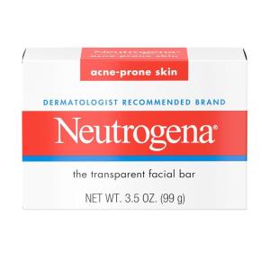 imageNeutrogena Facial Cleansing Bar for AcneProne Skin Gentle NonMedicated Daily Cleanser NonComedogenic Transparent Soap with Glycerin No Dyes or Detergents 35 oz35 Ounce Pack of 1