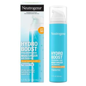 imageNeutrogena Hydro Boost Hyaluronic Acid Face Moisturizer with Sunscreen Broad Spectrum SPF 50 Fragrance Free Facial Moisturizer to Hydrate ampamp Soothe Dry Skin 17 fl oz