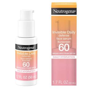 imageNeutrogena Invisible Daily Defense Broad Spectrum SPF 60 Antioxidants for Skin Glow Hydrating Face Sunscreen Serum Water Resistant 80 minutes OilFree Fragrance Free Non Comedogenic 17 Fl Oz