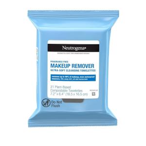 imageNeutrogena Makeup Remover Wipes Daily Facial Cleanser Towelettes Gently Cleanse and Remove Oil ampamp Waterproof Makeup AlcoholFree Makeup Wipes 21 ctBLUE