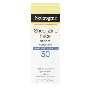 imageNeutrogena Mineral Sunscreen Sheer Zinc Oxide DryTouch Lotion Broad Spectrum Sunblock SPF 50 Water Resistant Sunscreen For Sensitive Skin 3 fl oz 3 Pack2 Fl Oz Pack of 1