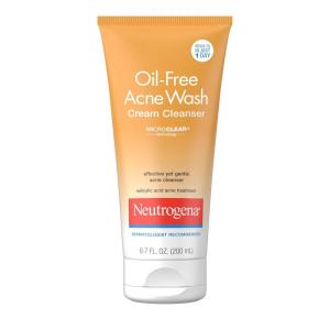 imageNeutrogena OilFree Acne Face Wash Cream Cleanser 2 Salicylic Acid Acne Treatment Daily Facial Cleanser for AcneProne Skin 67 fl ozSalt