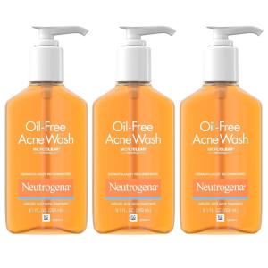 imageNeutrogena OilFree Acne Wash Acne Fighting Facial Cleanser with Salicylic Acid Medicine Acne Treatment for Face NonComedogenic ResidueFree 91 fl oz Pump Bottles 3 Pack