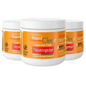 imageNeutrogena Rapid Clear Maximum Strength Acne Face Pads with 2 Salicylic Acid Acne Medication to Help Fight Breakouts OilFree Facial Cleansing Pads for AcneProne Skin 3 Pack