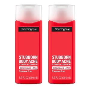 imageNeutrogena Salicylic Acid ampamp PHA Stubborn Acne Body Wash Exfoliating Cleanser Acne Treatment for Chest ampamp Shoulder Gently Clears Exfoliates ampamp Helps Prevent Breakouts Fragrance Free 85 Fl Oz85 Fl Oz Pack of 2