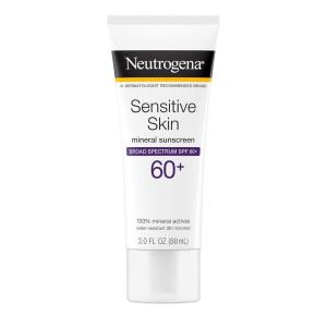 imageNeutrogena Sensitive Skin Mineral Sunscreen Lotion with Broad Spectrum SPF 60 ampamp Zinc Oxide WaterResistant Hypoallergenic Fragrance ampamp OilFree Gentle Sunscreen Formula 3 fl oz