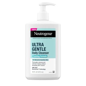 imageNeutrogena Ultra Gentle Foaming Facial Cleanser Fragrance Free Hydrating Face Wash for Sensitive Skin Daily Non Over Drying Makeup Remover Hypoallergenic Soap ampamp Dye Free NonComedogenic 16 Fl OzDaily Cleanser  16 Ounce Pack of 1
