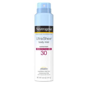 imageNeutrogena Ultra Sheer Body Mist Sunscreen Spray Broad Spectrum SPF 45 Lightweight NonGreasy ampamp Water Resistant OilFree ampamp NonComedogenic UVAUVB Sunscreen Mist 5 oz 3 PackSPF 30