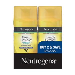 imageNeutrogena Sunscreen Lotion Beach Defense SPF 70 Face and Body Sunscreen Hawaii Reef Act 104 Compliant Octinoxate amp Oxybenzone Free Oil Free Fast Absorbing Sun Care 67 fl oz Twin Pack